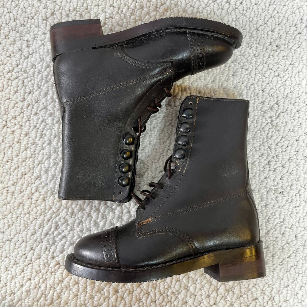Dublin Lace Up Paddock Boots In Brown Kids Childs C10 Leather Vintage Look READ